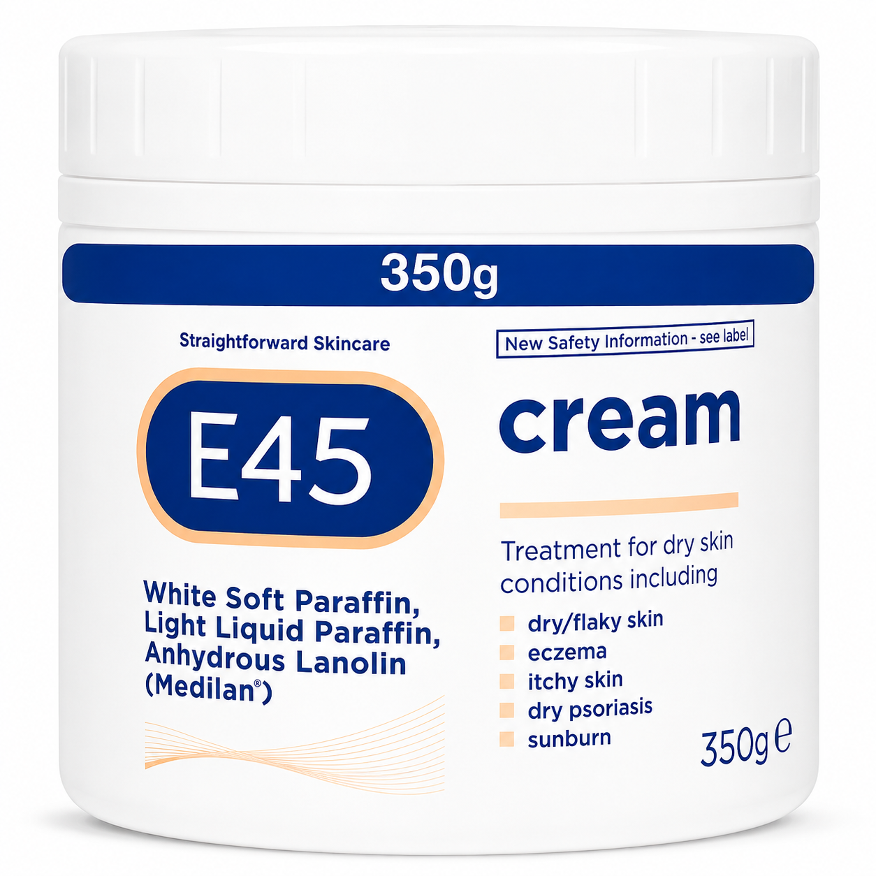 E45 Cream Jar 350g for dry skin treatment