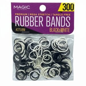 Magic Collection Premium Rubber Bands in Black and White, 300 pcs pack