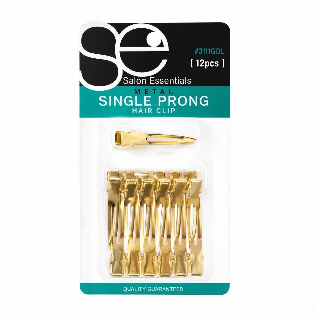 Salon Essentials Single Prong Hair Clips in Gold