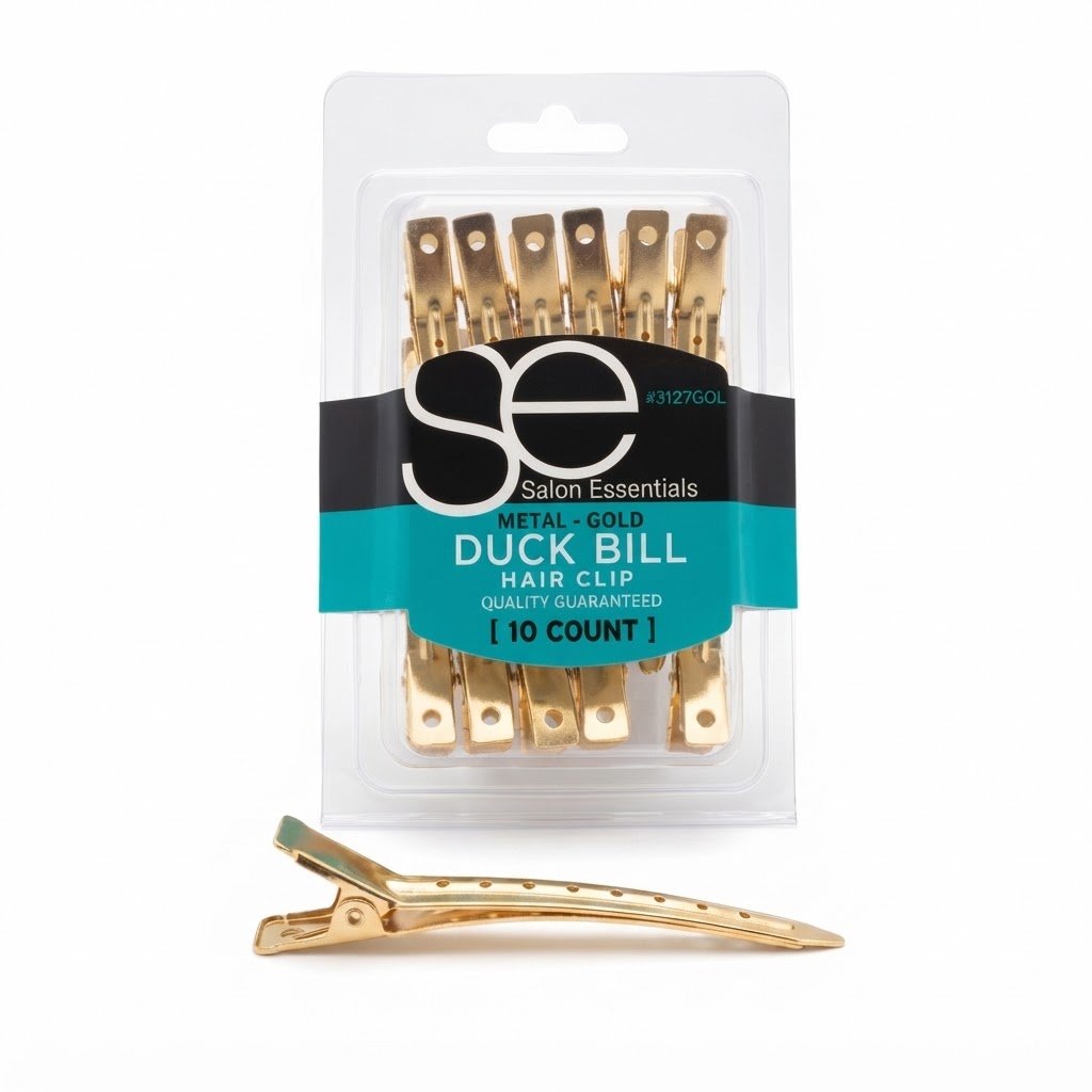Salon Essentials Duck Bill Hair Clips in Gold - 10 Count