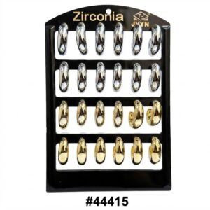 Fancy Earring Display showcasing various earrings on a black backdrop