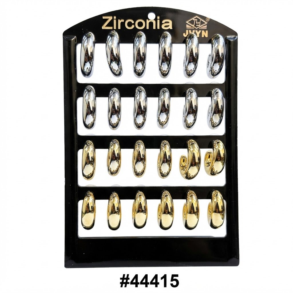 Fancy Earring Display showcasing various earrings on a black backdrop