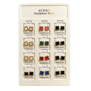 Earring Stainless Steel Clover Design Medium Size displayed in assorted colours