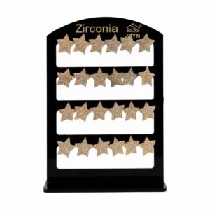 Star shaped zirconia stud earrings display