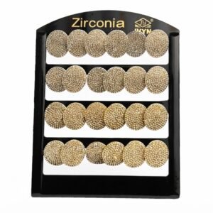 Elegant Earring Disc-Shaped Studs with Sparkling Stones