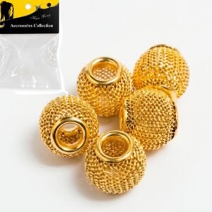 Gold round hair beads for styling and braiding