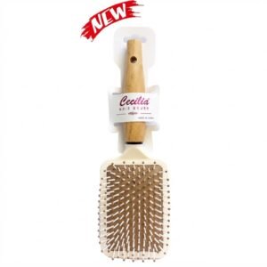 Cecilia Wooden Handle Paddle Brush with ergonomic design and soft bristles
