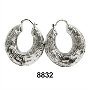 Murry Collection Round Fancy Silver Earrings showcasing elegant design and secure closure