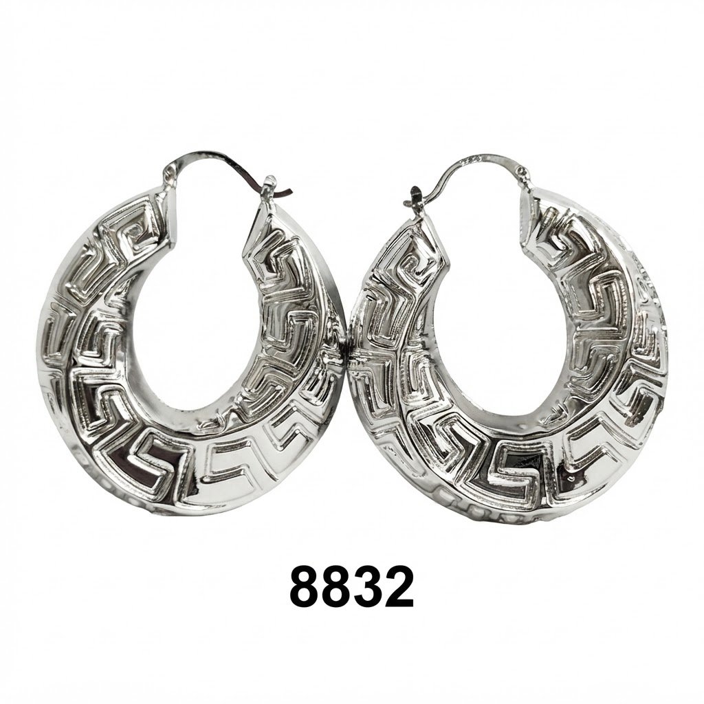 Murry Collection Round Fancy Silver Earrings showcasing elegant design and secure closure