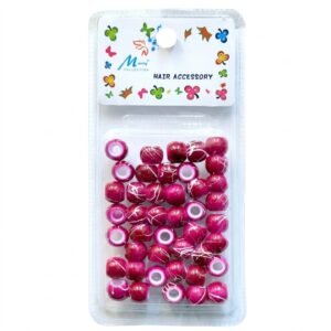 Glossy red marble effect hair beads in a pack