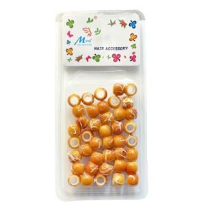 Glossy yellow marble effect hair beads in a pack for hair styling