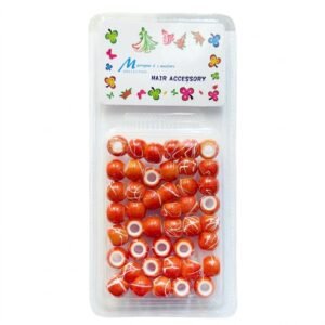 Glossy Orange Marble Effect Hair Beads in a pack