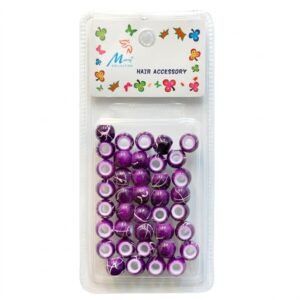 Glossy purple hair beads with a marble effect, perfect for stylish hairstyles