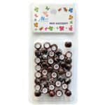 Hair Beads Marble Effect Glossy Dark Brown #B1107