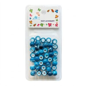 Glossy turquoise marble effect hair beads for stylish hair accessories