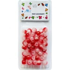 Marble effect red hair beads in a pack, perfect for hair styling and accessories