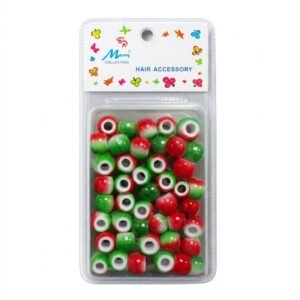 Two tone green and red hair beads for styling