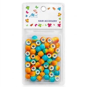 Two Tone Blue and Orange Hair Beads for styling and accessories