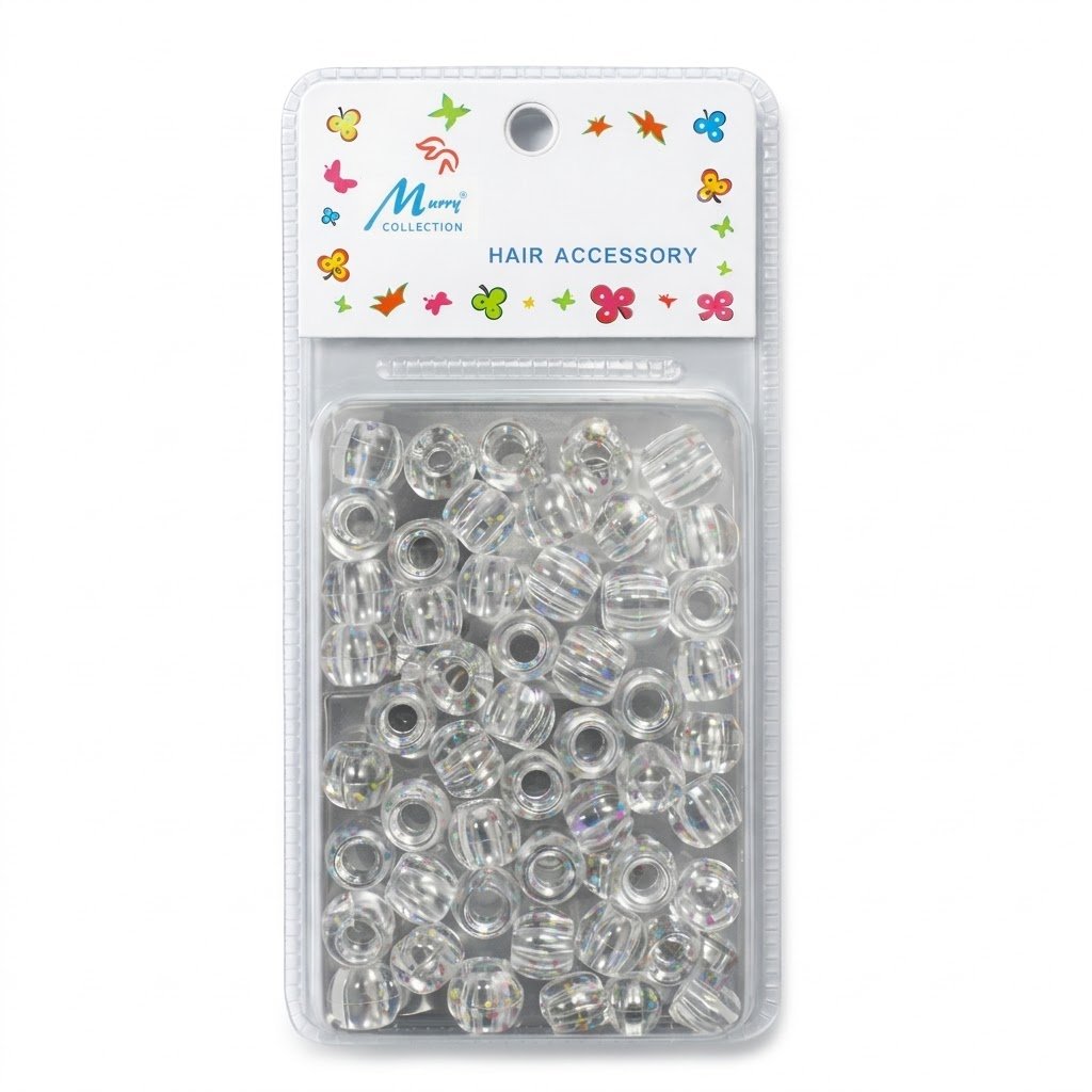 Hair Beads Clear Glitter #B1309