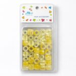Hair Beads Yellow With Gold Pattern #B1401