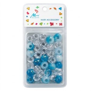 Blue hair beads with gold pattern for styling and accessories