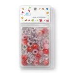 Hair Beads Clr/Red With Gold Pattern #B1605