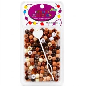 Assorted round brown hair beads for styling and crafts