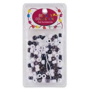 Black, clear, and white hair beads for styling and accessories