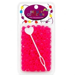 Vibrant hot pink round beads for hair styling