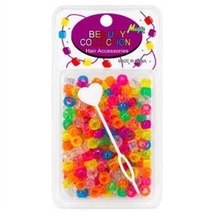 Vibrant Round Beads 200Mix Neon Clear for hair styling
