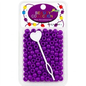 Purple round hair beads for styling and decoration