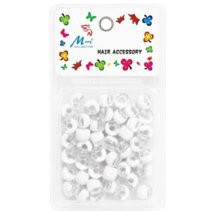 Clear and white mix hair beads for styling and accessories
