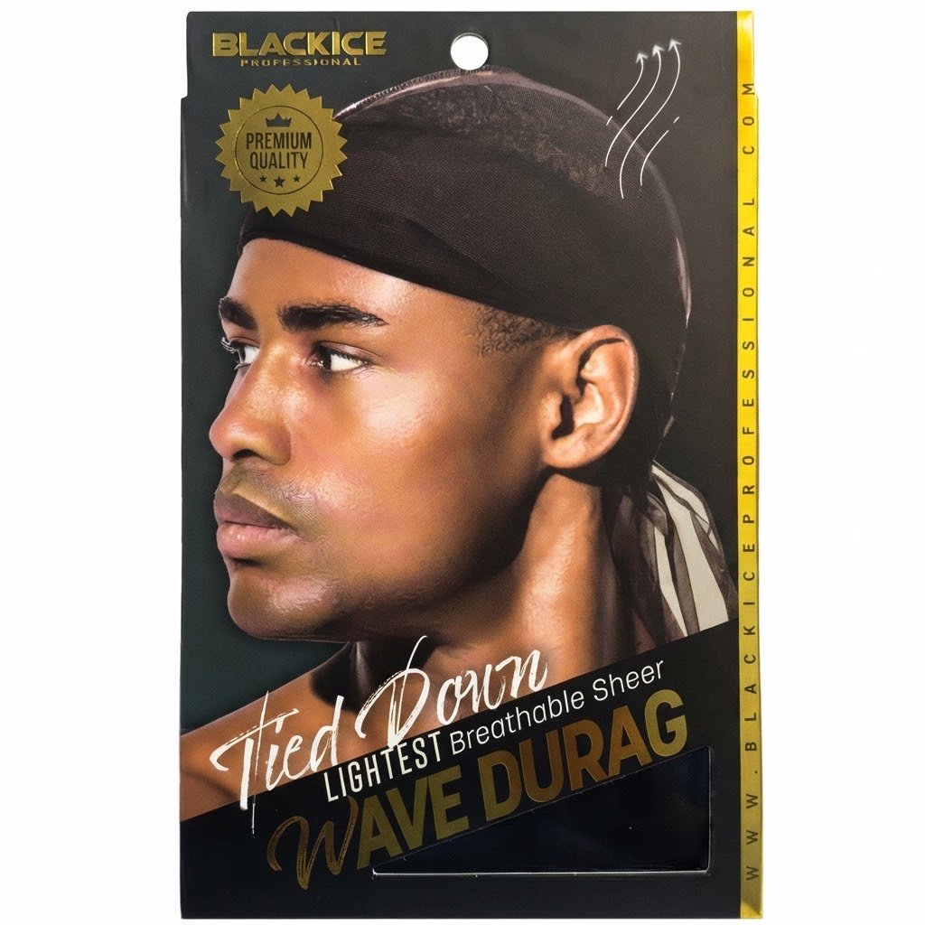 Black Ice Lightest Breathable Wave Durag Black #BIC302BLA