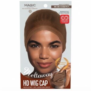 Meltaway HD Wig Cap in Medium Brown, featuring run-resistant technology and light compression for comfort.