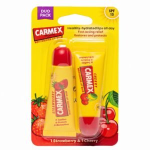 Carmex Twin Pack Tube Strawberry & Cherry 10*2 g - Moisturising lip balm with SPF 15