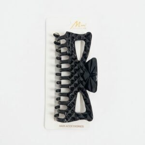 Glossy Black Jaw Clip with 3D diamond pattern for hair styling