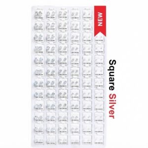 Cubic Zirconia Square Silver Colour ear studs display