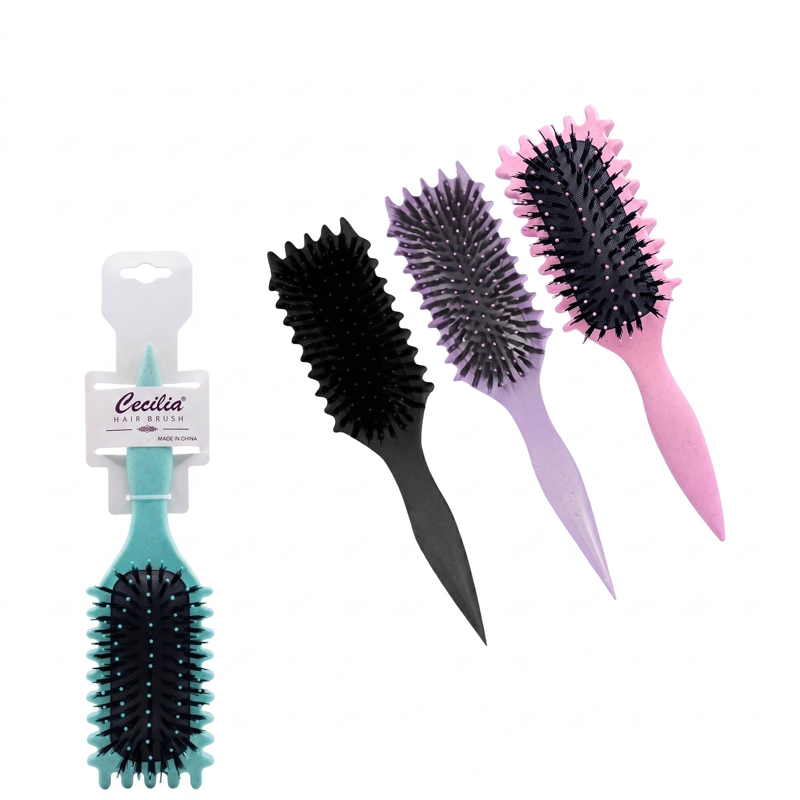 Curl Define Hair Brush in mixed colours for styling and defining curls