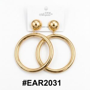 Aigili Fancy Gold Hoop Earrings on a black background