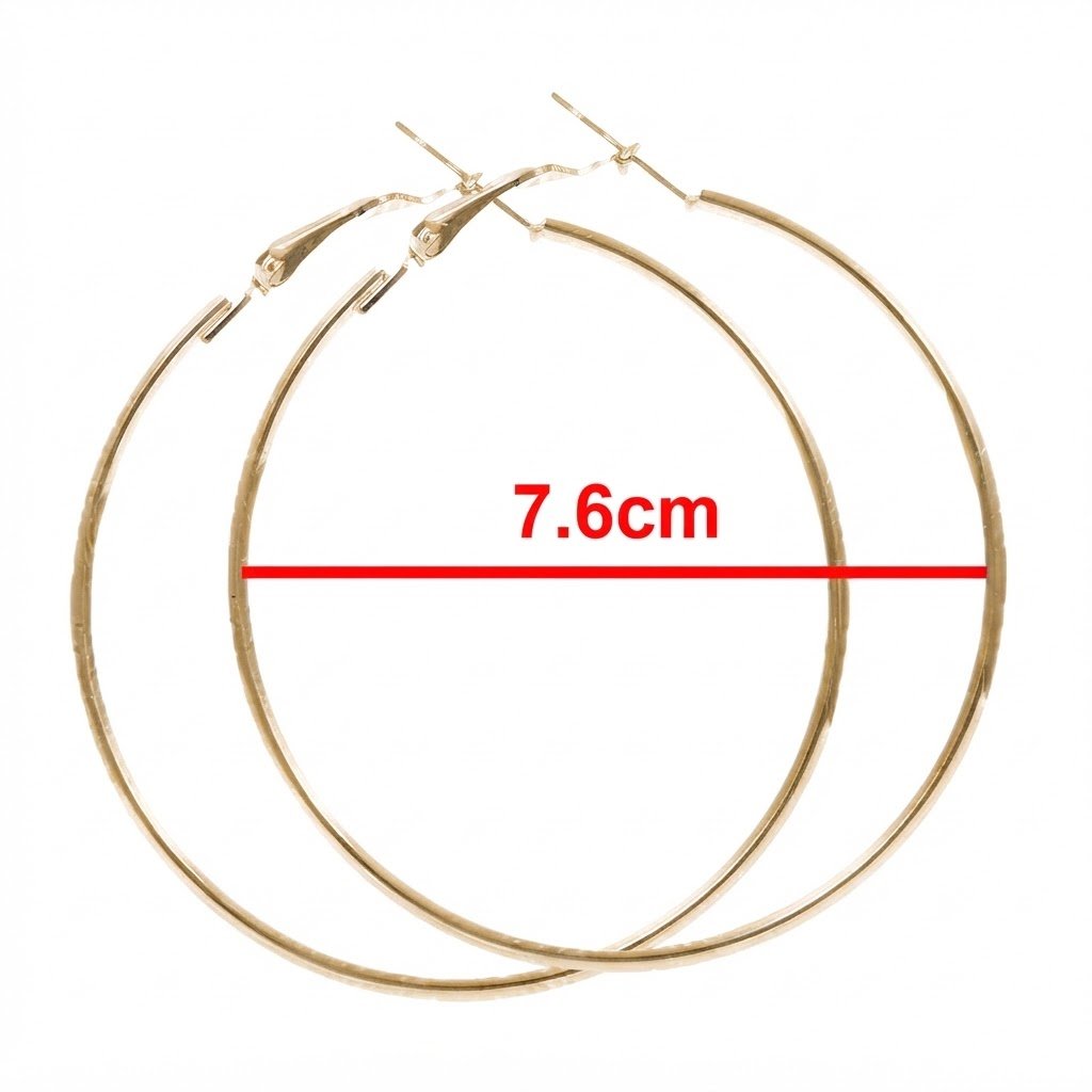 Fancy Round Hoop Earrings in Gold 7.6cm