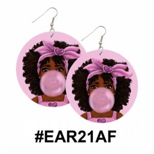 Vibrant New African Style Circular Earrings in Pink