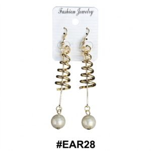 Elegant gold spiral earrings with pearl accent for women