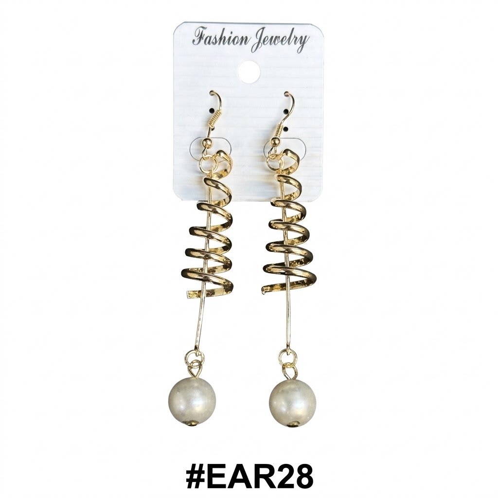 Elegant gold spiral earrings with pearl accent for women