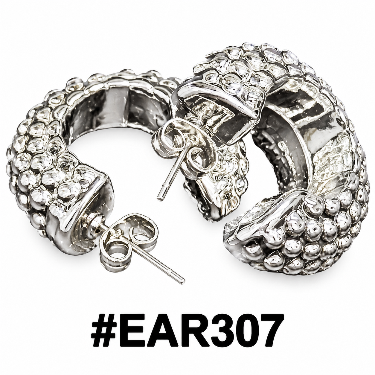 Elegant Silver Half Ring Earrings from Murry Collection