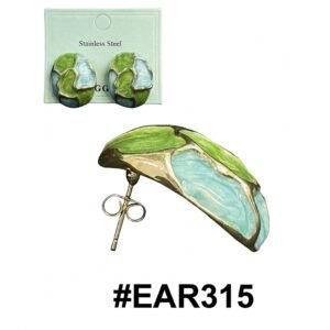 Vibrant green and blue enamel dangle earrings