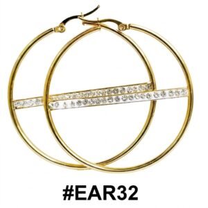 Fancy Gold Round Earrings with Stone Detail