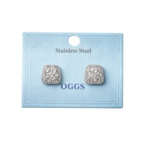 Silver cushion-shaped stud earrings in stainless steel