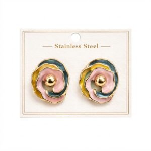 Murry Collection Swirl Flower Design Earrings in Multi-Colour