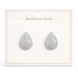 Silver tear-dropped shape earrings in stainless steel