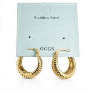 Textured gold stainless steel hoop earrings by OGGS